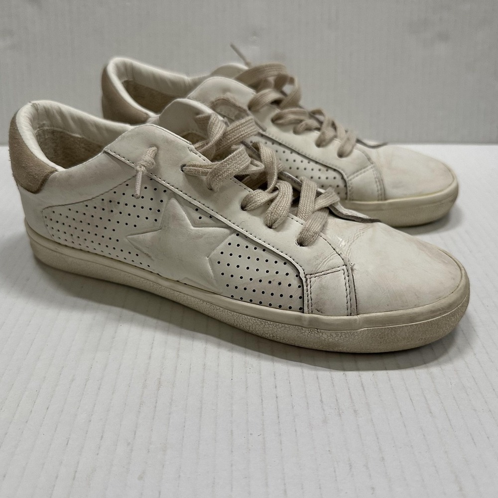 Vintage Havana Navy Shoes Womens 8 White Camel Leather Star Low Top Sneakers